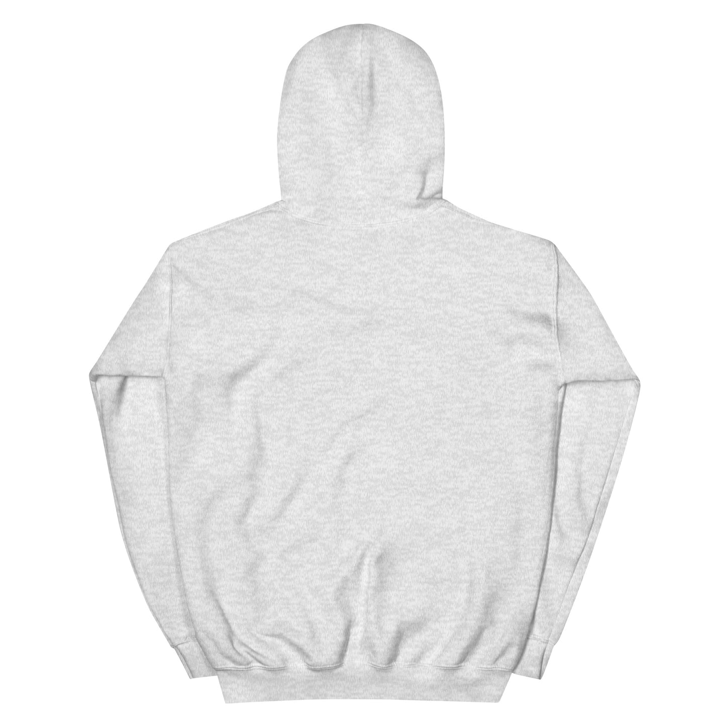 Back side of light grey hoodie